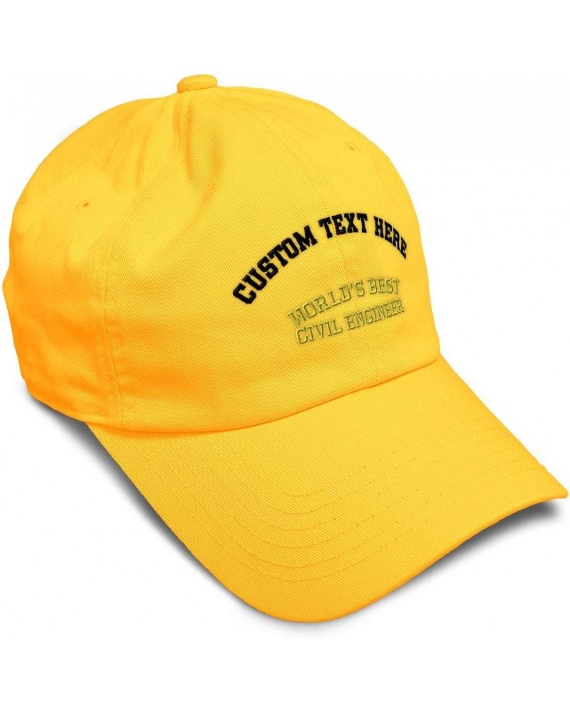 Soft Baseball Cap Worlds Best Civil Engineer Embroidery Construction Cotton Dad Hats for Men & Women Golden Yellow Personaliz...