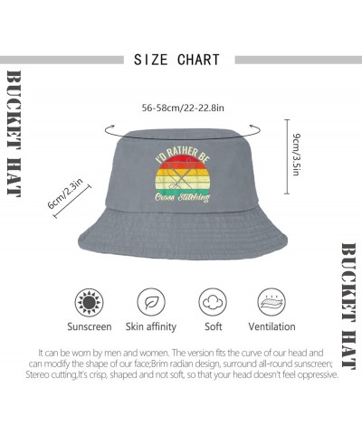 I'd Rather Be Cross Stitching Bucket Hat Bucket Hats Funny Men Hats Basketball Accessories for Beach Must Haves Light Grey $9...