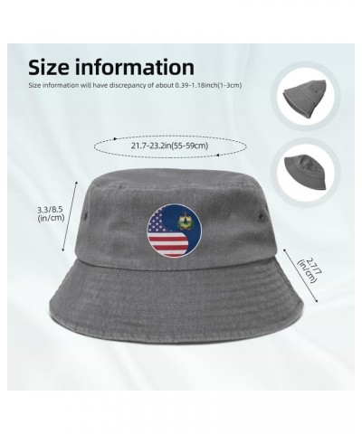 Yin Yang Flag Combination of America and Vermont Bucket Hat for Men Women Outdoor Washed Cotton Sun Hats Travel Beach Hat Gra...