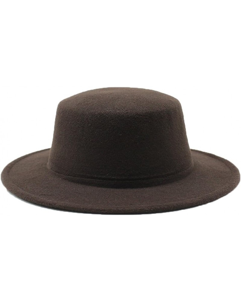 Women Wool Felt Hats White Wide Brim Fedoras for Wedding Party Church Hats Fedora Hat Floppy Derby Hats Brown $17.18 Fedoras