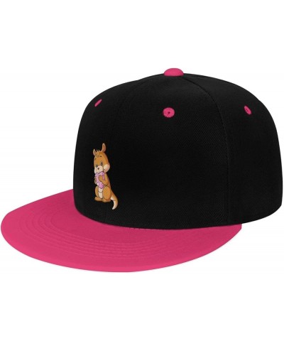 Lovely Kangaroo Snapback Hat for Men Women Baseball Cap Trucker Flat Bill Hats Dad Caps Pink $10.67 Baseball Caps