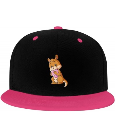 Lovely Kangaroo Snapback Hat for Men Women Baseball Cap Trucker Flat Bill Hats Dad Caps Pink $10.67 Baseball Caps