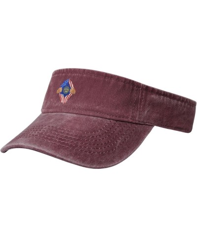 Hand Tear Flag of Nebraska Sun Visor Hats for Women Men Adjustable Sports Sun Hats Cotton Golf Cap Red $13.11 Sun Hats