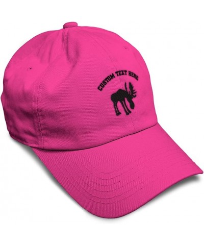 Soft Baseball Cap Moose B Embroidery Wild Animals Deer Embroidery Twill Cotton Dad Hats for Men & Women Hot Pink Personalized...