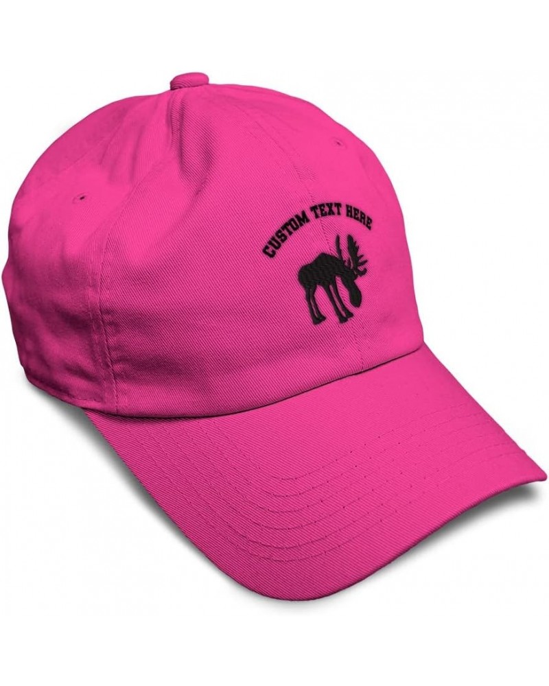 Soft Baseball Cap Moose B Embroidery Wild Animals Deer Embroidery Twill Cotton Dad Hats for Men & Women Hot Pink Personalized...