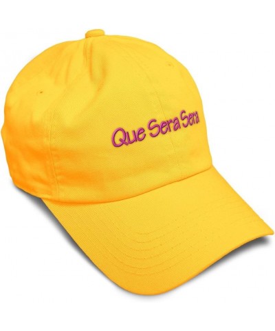 Soft Baseball Cap Que Sera Sera Cotton Dad Hats for Men & Women Golden Yellow $13.16 Baseball Caps