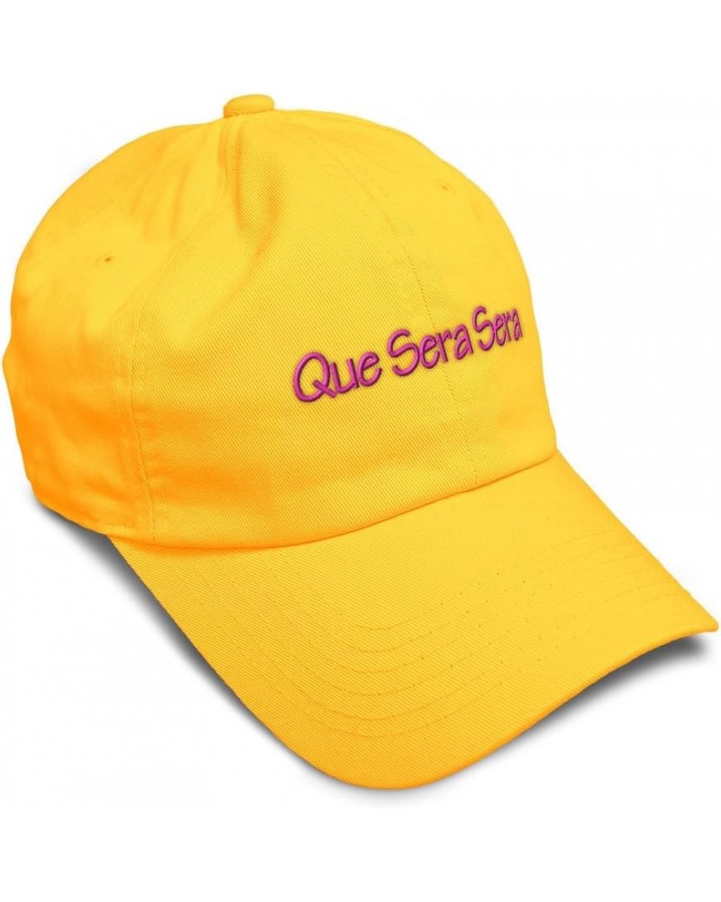 Soft Baseball Cap Que Sera Sera Cotton Dad Hats for Men & Women Golden Yellow $13.16 Baseball Caps