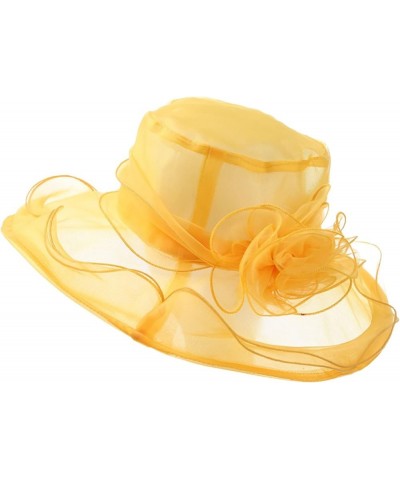 Women's Church Fascinator Bridal Tea Party Wedding Hat Marching Band Hats for Women A-yellow $8.78 Rain Hats