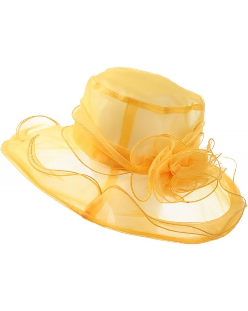 Women's Church Fascinator Bridal Tea Party Wedding Hat Marching Band Hats for Women A-yellow $8.78 Rain Hats