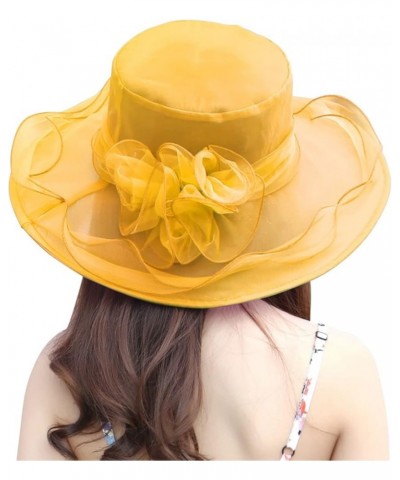 Women's Church Fascinator Bridal Tea Party Wedding Hat Marching Band Hats for Women A-yellow $8.78 Rain Hats