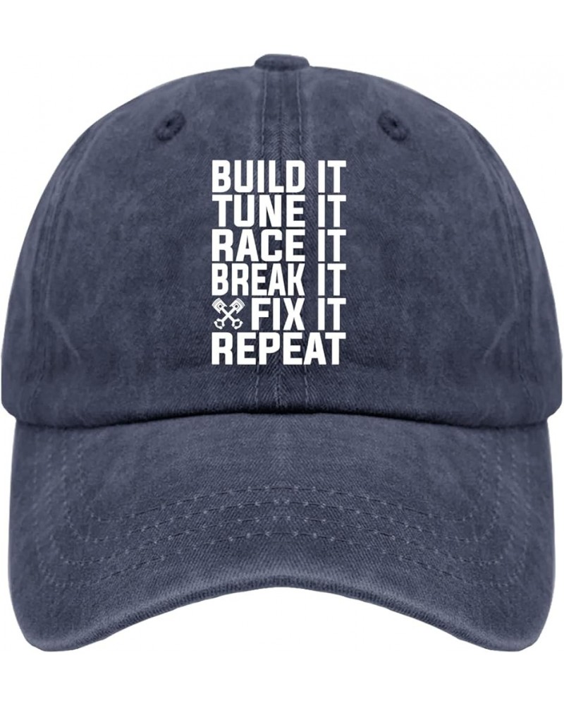 Build Tune Race Break Fix It Golf Hat Womans Hat Pigment Black Hats for Women Gifts for Grandma Cool Hats Navy Blue $11.06 Su...