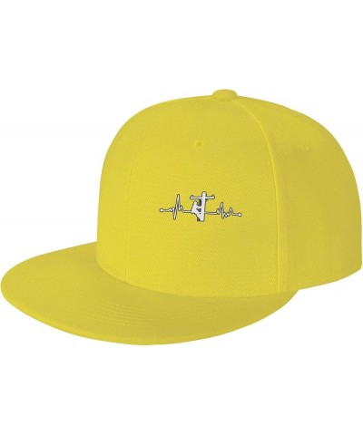 Heartbeat Lineman Hat for Men Women, Adjustable Baseball Cap Yellow $10.74 Baseball Caps