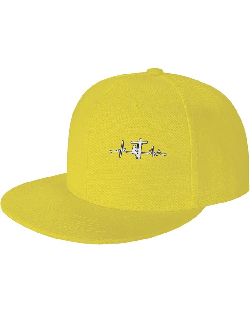 Heartbeat Lineman Hat for Men Women, Adjustable Baseball Cap Yellow $10.74 Baseball Caps