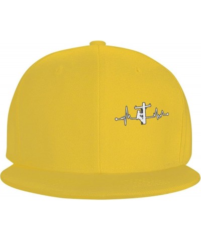 Heartbeat Lineman Hat for Men Women, Adjustable Baseball Cap Yellow $10.74 Baseball Caps