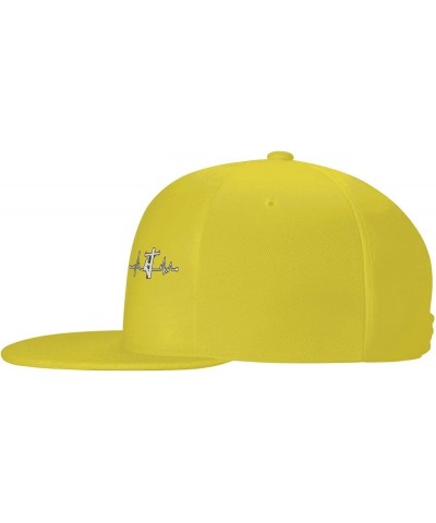 Heartbeat Lineman Hat for Men Women, Adjustable Baseball Cap Yellow $10.74 Baseball Caps