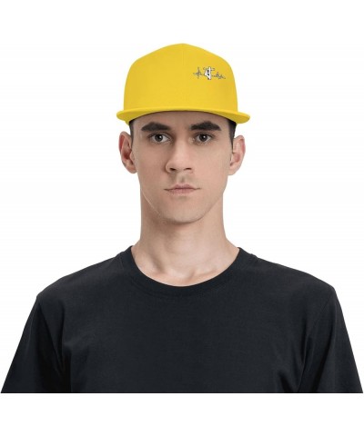 Heartbeat Lineman Hat for Men Women, Adjustable Baseball Cap Yellow $10.74 Baseball Caps