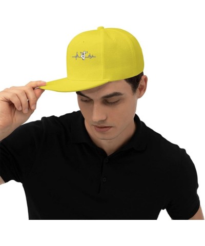 Heartbeat Lineman Hat for Men Women, Adjustable Baseball Cap Yellow $10.74 Baseball Caps