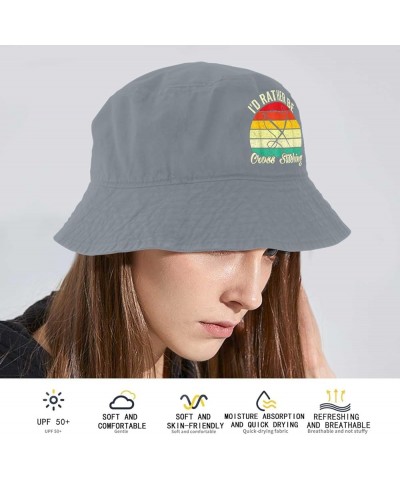 I'd Rather Be Cross Stitching Bucket Hat Bucket Hats Funny Men Hats Basketball Accessories for Beach Must Haves Light Grey $9...