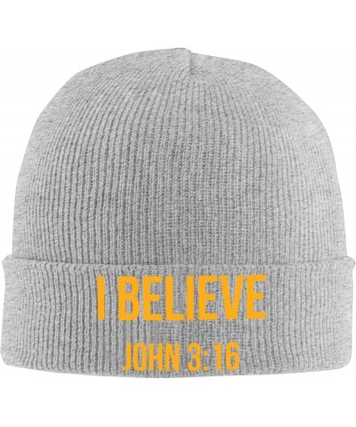 I Believe John 3 16 Christian Beanie Hat Men Winter Warm Hat Women Knit Slouchy Skull Cap Knitted Hat Black Gray $10.39 Skull...