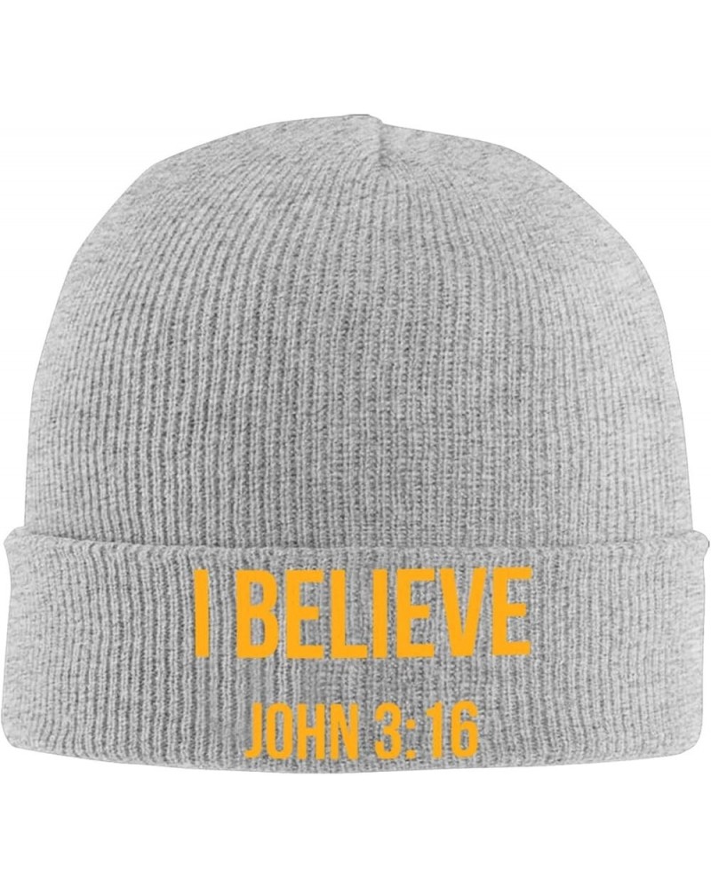 I Believe John 3 16 Christian Beanie Hat Men Winter Warm Hat Women Knit Slouchy Skull Cap Knitted Hat Black Gray $10.39 Skull...