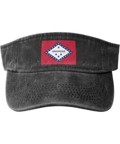 Flag of Arkansas Sun Hat Sun Visor Hats for Women Men Baseball Cap Golf Hats Black $12.55 Visors