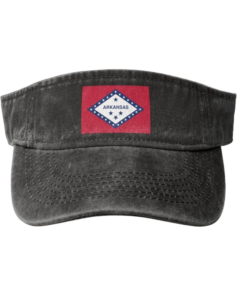 Flag of Arkansas Sun Hat Sun Visor Hats for Women Men Baseball Cap Golf Hats Black $12.55 Visors