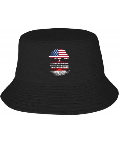 Bucket Hat for Men Women Adult Printed Fishing Hats Sun Hats Novelty Bucket Hats for Man Woman Black American Grown With Yeme...