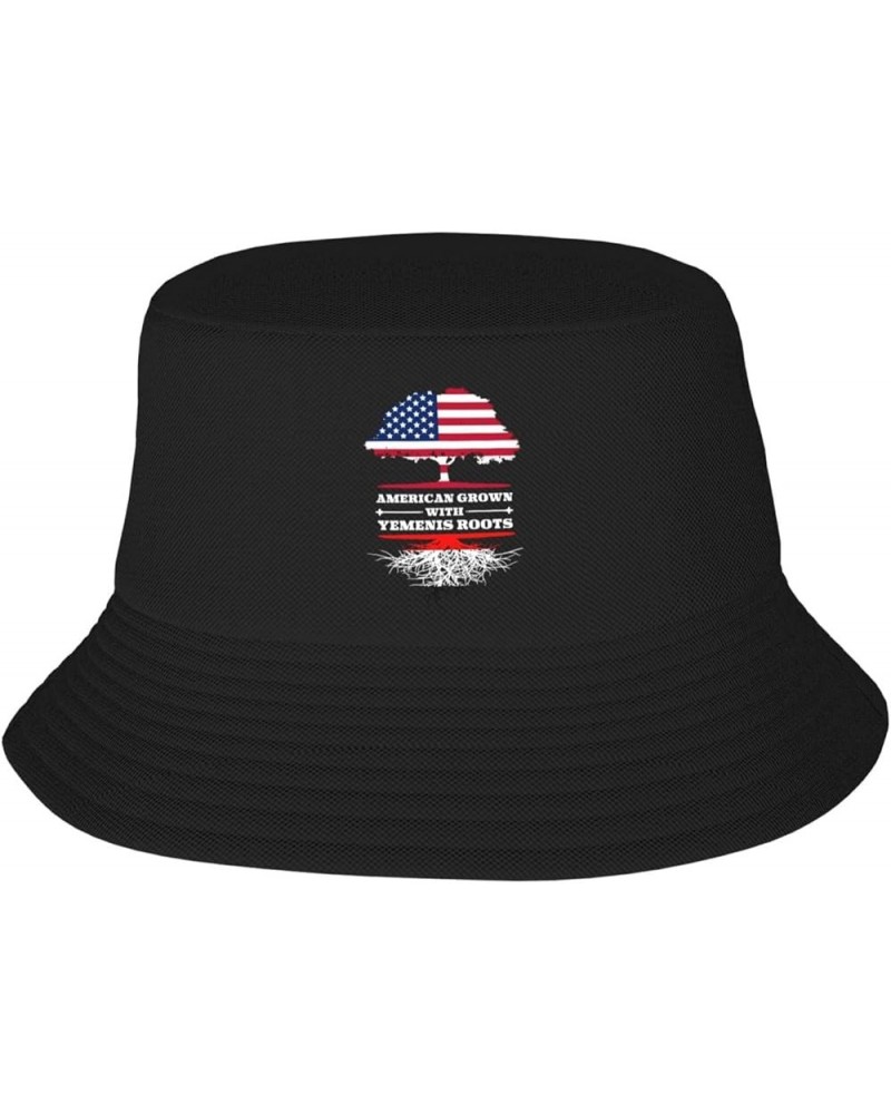 Bucket Hat for Men Women Adult Printed Fishing Hats Sun Hats Novelty Bucket Hats for Man Woman Black American Grown With Yeme...