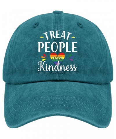 Treat People with Kindness Cap Garden hat Pigment Black Fishing hat Gifts for Grandpa Beach Caps Cyan Blue $10.39 Sun Hats