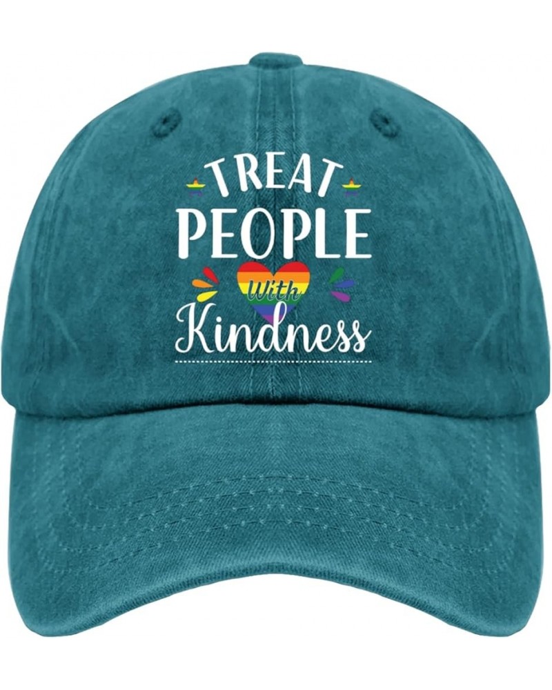 Treat People with Kindness Cap Garden hat Pigment Black Fishing hat Gifts for Grandpa Beach Caps Cyan Blue $10.39 Sun Hats