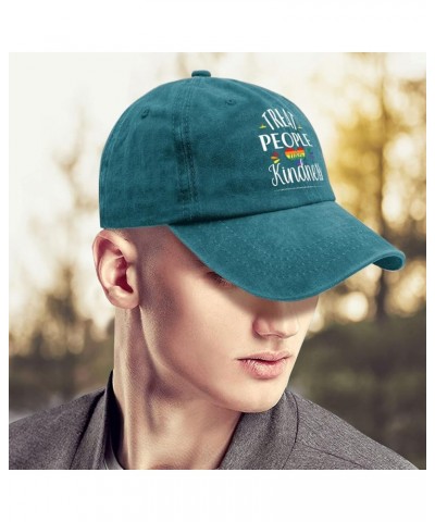 Treat People with Kindness Cap Garden hat Pigment Black Fishing hat Gifts for Grandpa Beach Caps Cyan Blue $10.39 Sun Hats