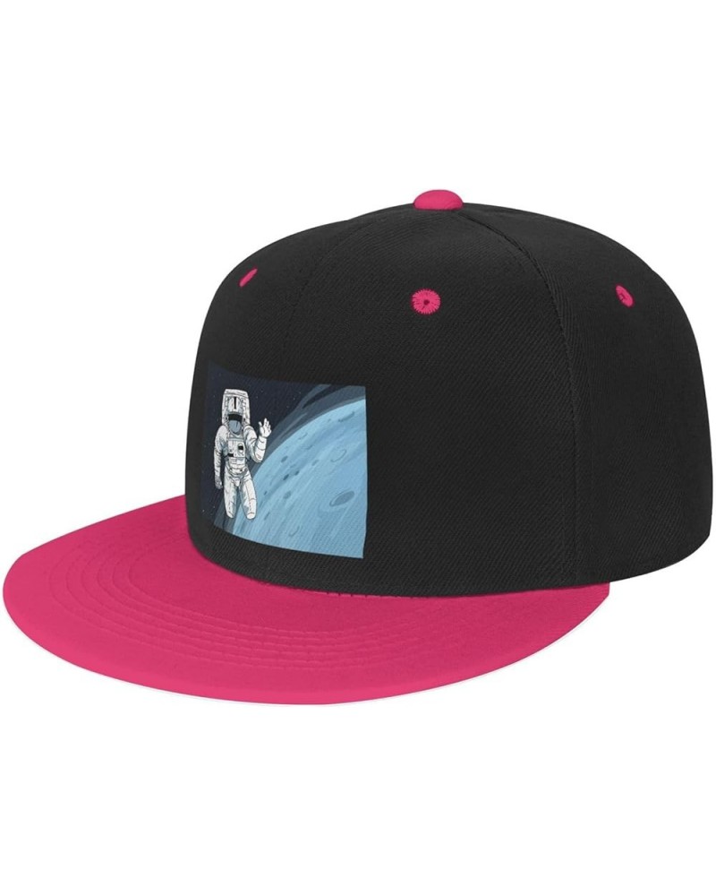 Astronauts and Lunar Landscape Map Baseball Cap for Men Women Snapback Hat Adjustable Flat Bill Hats Red Pink $11.62 Baseball...