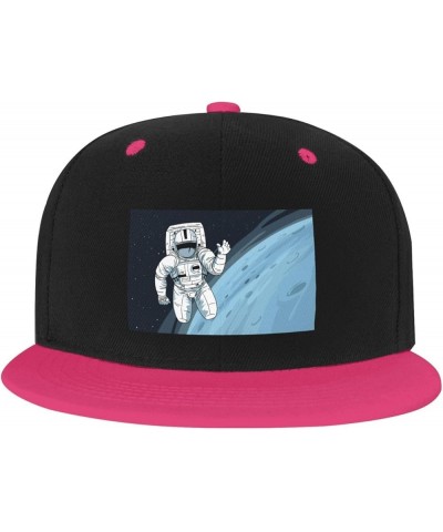 Astronauts and Lunar Landscape Map Baseball Cap for Men Women Snapback Hat Adjustable Flat Bill Hats Red Pink $11.62 Baseball...