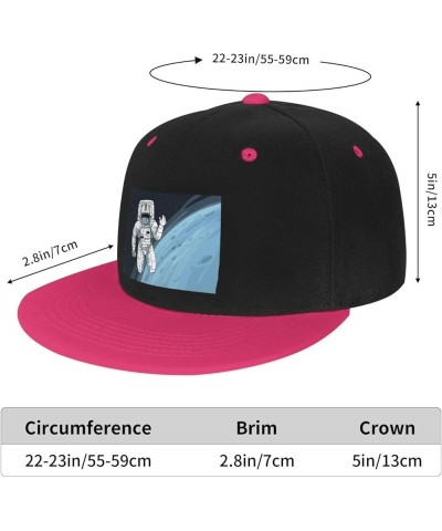 Astronauts and Lunar Landscape Map Baseball Cap for Men Women Snapback Hat Adjustable Flat Bill Hats Red Pink $11.62 Baseball...