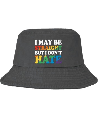 I May be Straight but i Don't Hate Bucket Hat Bucket Hats Packable Womens Hats for Vacation Accessories for Fishing Wash Blac...