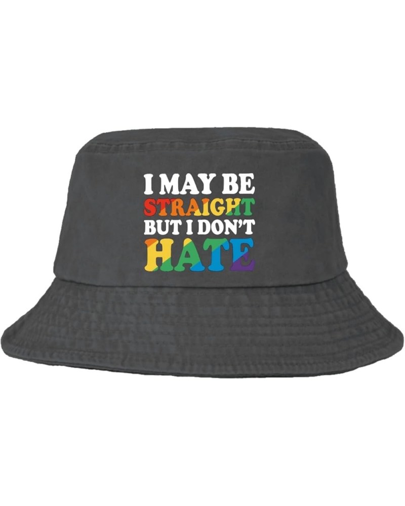 I May be Straight but i Don't Hate Bucket Hat Bucket Hats Packable Womens Hats for Vacation Accessories for Fishing Wash Blac...