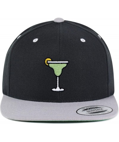 Margarita Embroidered Yupoong Flat Bill 6 Panel Snapback Hat Cocktail Party Black/Light Grey $17.99 Baseball Caps