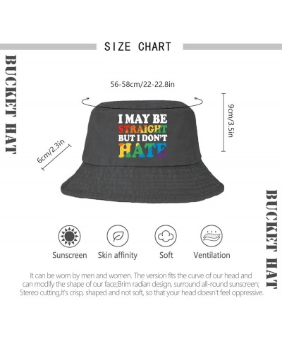 I May be Straight but i Don't Hate Bucket Hat Bucket Hats Packable Womens Hats for Vacation Accessories for Fishing Wash Blac...