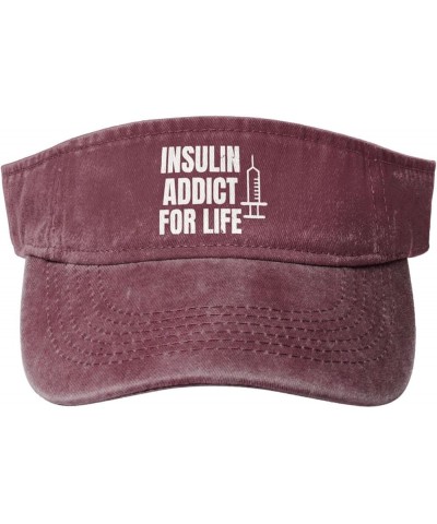 Insulin Addict for Life Hat Sun Visor Baseball Sport Cap Empty Top Outdoor Headwear for Men Women Red $10.34 Visors