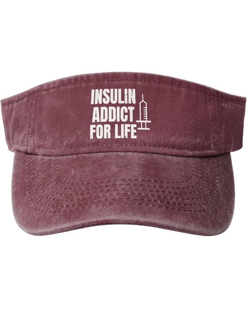 Insulin Addict for Life Hat Sun Visor Baseball Sport Cap Empty Top Outdoor Headwear for Men Women Red $10.34 Visors