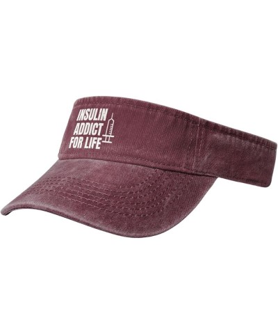 Insulin Addict for Life Hat Sun Visor Baseball Sport Cap Empty Top Outdoor Headwear for Men Women Red $10.34 Visors