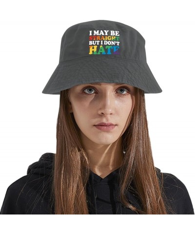 I May be Straight but i Don't Hate Bucket Hat Bucket Hats Packable Womens Hats for Vacation Accessories for Fishing Wash Blac...