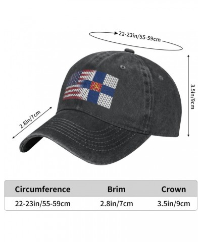 Flag of Finland and USA Adjustable Stylish Unique Unisex Washed Cowboy Baseball Adult Hat Black $12.58 Baseball Caps