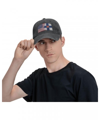 Flag of Finland and USA Adjustable Stylish Unique Unisex Washed Cowboy Baseball Adult Hat Black $12.58 Baseball Caps