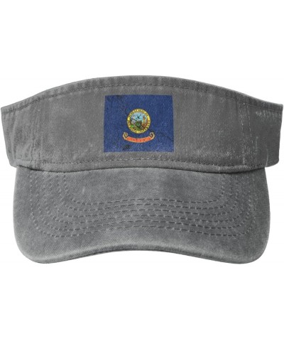 Flag of Idaho Texture Effect Sun Hat Sun Visor Hats for Women Men Baseball Cap Golf Hats Gray $10.89 Visors