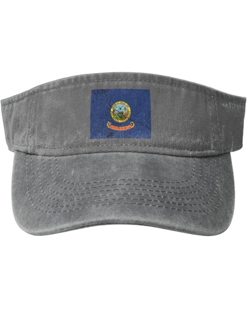 Flag of Idaho Texture Effect Sun Hat Sun Visor Hats for Women Men Baseball Cap Golf Hats Gray $10.89 Visors