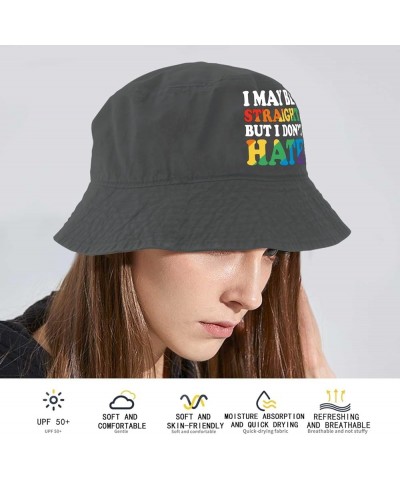 I May be Straight but i Don't Hate Bucket Hat Bucket Hats Packable Womens Hats for Vacation Accessories for Fishing Wash Blac...