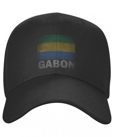 Retro Gabon Flag Classic Duckbill Caps for Stylish Sun Protection Black $10.88 Baseball Caps