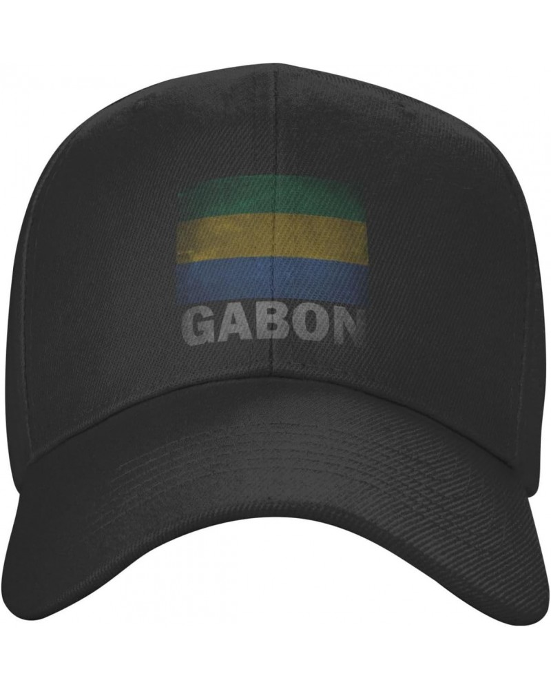 Retro Gabon Flag Classic Duckbill Caps for Stylish Sun Protection Black $10.88 Baseball Caps