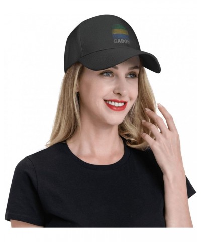 Retro Gabon Flag Classic Duckbill Caps for Stylish Sun Protection Black $10.88 Baseball Caps